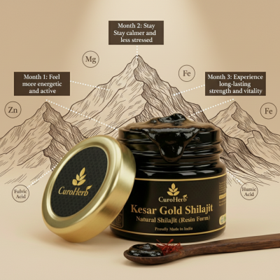 Kesar Gold Shilajit (Resin Form) Natural Energy & Vitality Boost CuroHerb